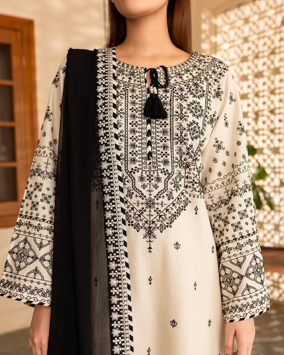 Arfa Embroidered Stitched 3pcs - Stylosefashion