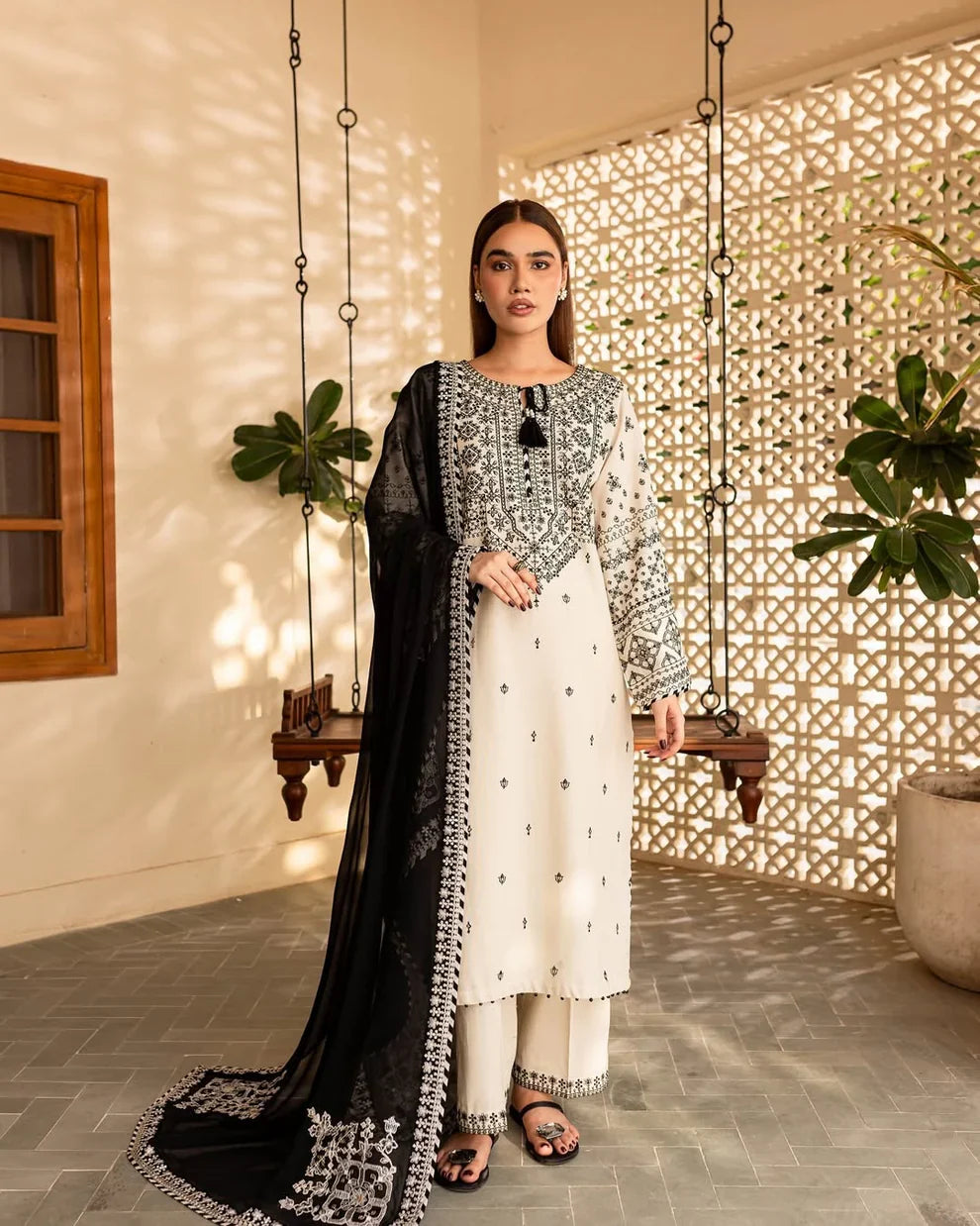 Arfa Embroidered Stitched 3pcs - Stylosefashion