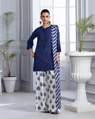 BLUE BLOOM LAWN 3PC - Stylosefashion