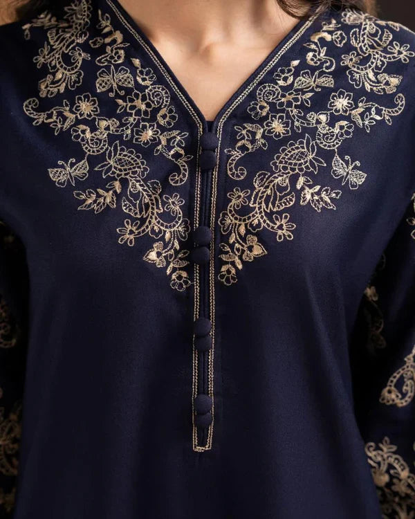 BLUE TOPAZ EMB 2Pc - Stylosefashion