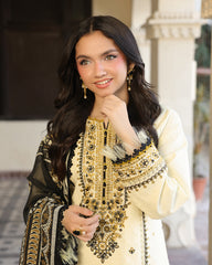 CREAMY - 3PC EMBROIDERED - Stylosefashion