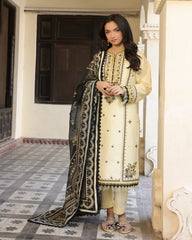 CREAMY - 3PC EMBROIDERED - Stylosefashion