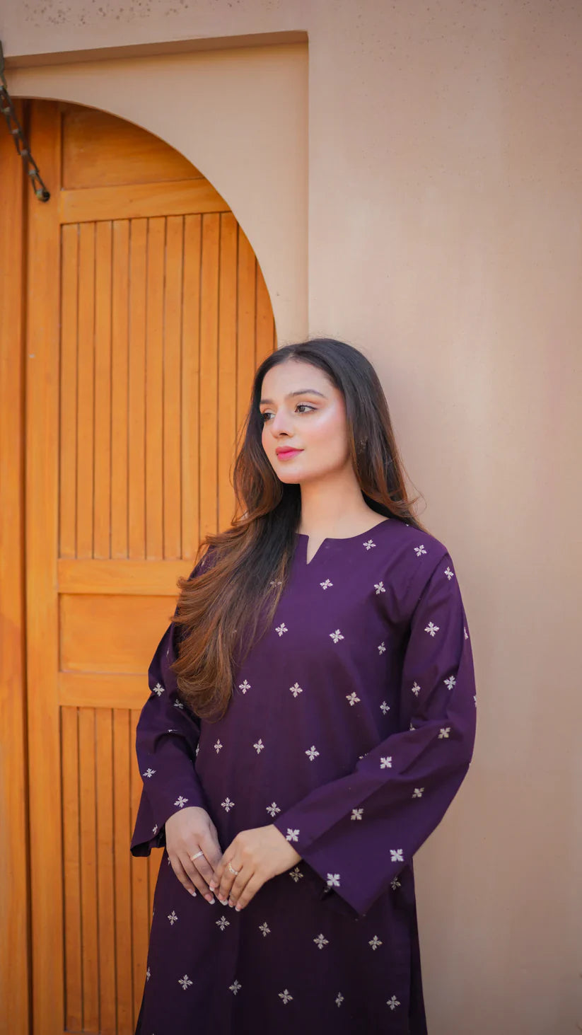 ZAFA LAWN EMB CO-ORD SET - Stylosefashion