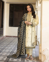 CREAMY  - 3PC EMBROIDERED - Stylosefashion