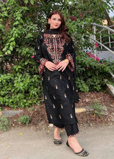 Marwa Lawn Embroidered - 3 Pieces - Black - Stylosefashion