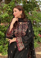 Marwa Lawn Embroidered - 3 Pieces - Black - Stylosefashion