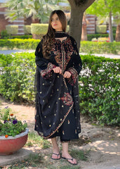 Marwa Lawn Embroidered - 3 Pieces - Black - Stylosefashion