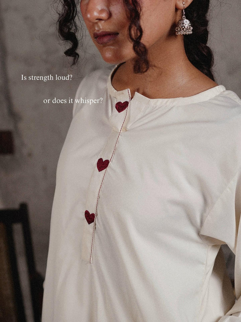 WHITE HEART 3PC ( FARSHI SHALWAR ) - Stylosefashion