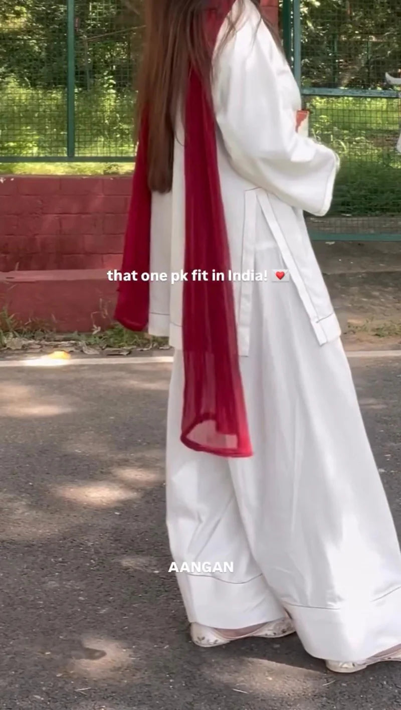 WHITE HEART 3PC ( FARSHI SHALWAR ) - Stylosefashion