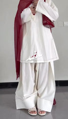 WHITE HEART 3PC ( FARSHI SHALWAR ) - Stylosefashion