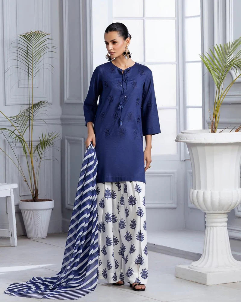 BLUE BLOOM LAWN 3PC - Stylosefashion