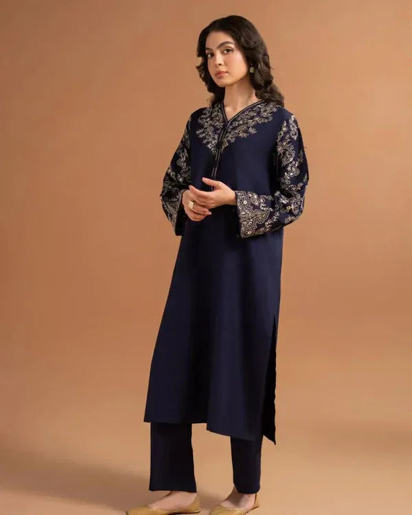 BLUE TOPAZ EMB 2Pc - Stylosefashion