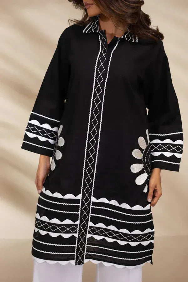 MONOCHROM LAWN CORD SET - Stylosefashion