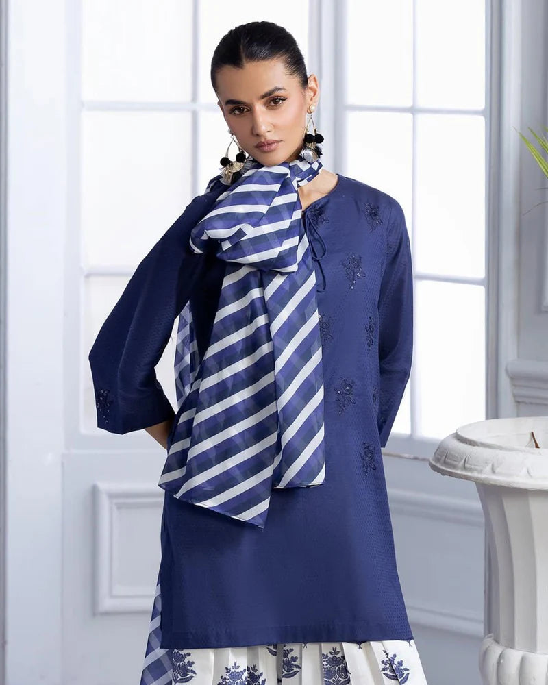 BLUE BLOOM LAWN 3PC - Stylosefashion