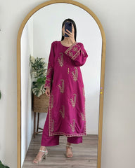 2 pc AMBER - Embroidered Co Ords - Stylosefashion