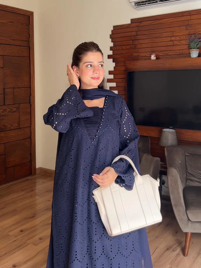 CHICKENKARI BLUE 3PC - Stylosefashion