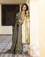 CREAMY  - 3PC EMBROIDERED - Stylosefashion