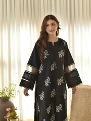 HORIYA LAWN BLACK 3PC - Stylosefashion