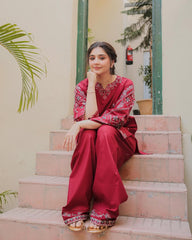 NISHA LAWN EMB CORD SETS ( FARSHI SHALWAR) - Stylosefashion