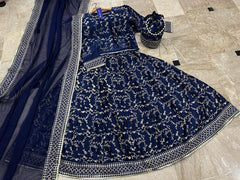 Stitched Embroidered Lengha Choli & Potli 4-Piece
