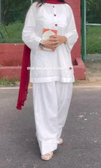 WHITE HEART 3PC ( FARSHI SHALWAR ) - Stylosefashion