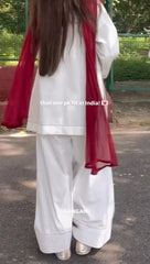 WHITE HEART 3PC ( FARSHI SHALWAR ) - Stylosefashion